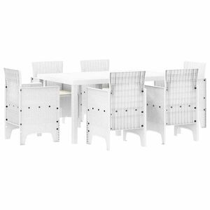 vidaXL Set da Pranzo per Giardino 7 pcs Bianco Rattan Polt