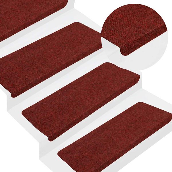 vidaXL Tappetini Autoadesivi per Scale 15 pz 65x24,5x3,5 cm Rosso