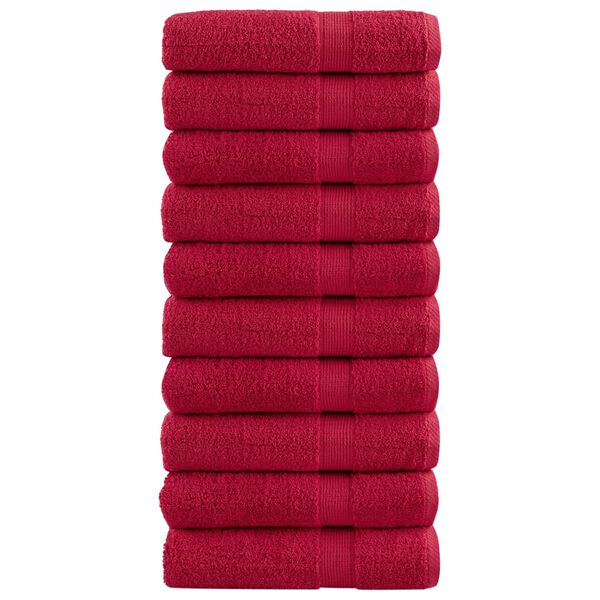 vidaXL Asciugamani da bagno Premium SOLUND 10 pz Rosso 100x150 cm 600 g/m&sup2;
