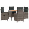 vidaXL Set da pranzo per esterni 5 pz Grigio chiaro e grigio scuro