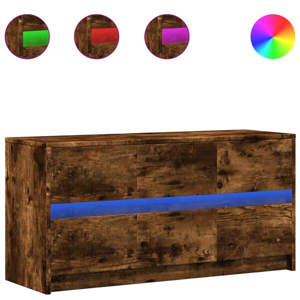 vidaXL Mobile Porta TV con LED Rovere Fumo 100x34x50 cm in Truciolato