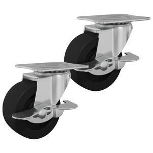 vidaXL Ruota 2 pz Nero e argento 50,7 x 50,7 x 24,4 mm Ferro e nylon