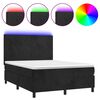 vidaXL Letto a Molle con Materasso e LED Nero 140x190 cm in Velluto