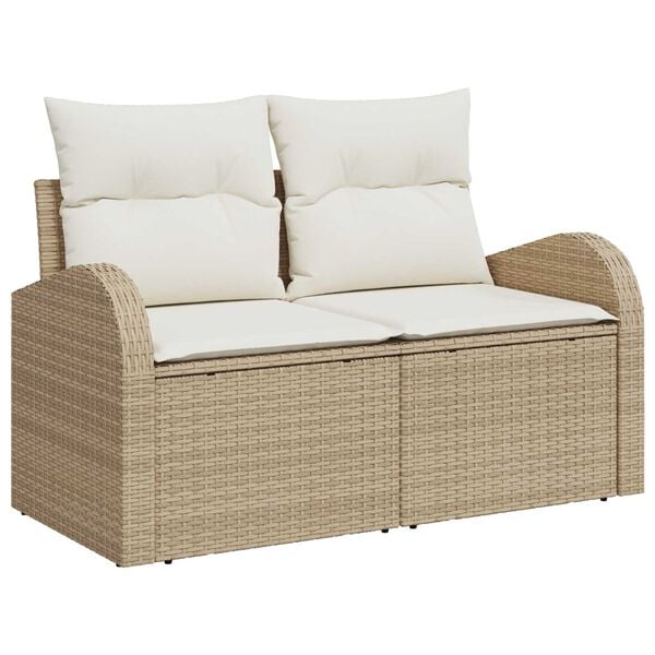 vidaXL Set Divano da Giardino con cuscino 6 pcs Beige Poly Rattan