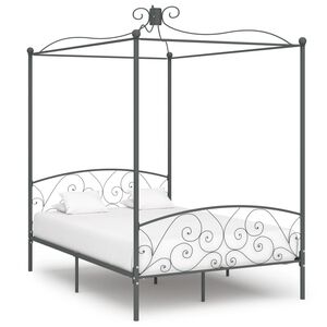 vidaXL Letto a Baldacchino Grigio in Metallo 140x200 cm