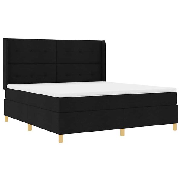 vidaXL Letto a molle con materasso Nero 180 x 200 cm Tessuto