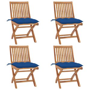 vidaXL Sedie da Giardino Pieghevoli con Cuscini 4 pz Massello di Teak