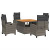 vidaXL Set da Pranzo da Giardino 5 pz con Cuscini in Polyrattan Grigio