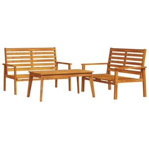 vidaXL Set da Salotto da Giardino 3 pz in Legno Massello di Acacia