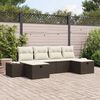 vidaXL Set Divano da Giardino con cuscino 6 pcs Marrone polyrattan