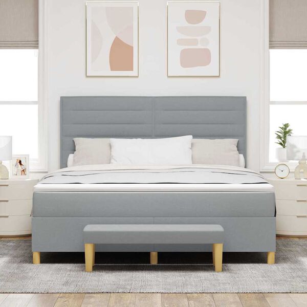 vidaXL Letto a molle con materasso Grigio chiaro 180 x 200 cm Tessuto