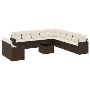 vidaXL Set Divani da Giardino 12 pz con Cuscini Marrone in Polyrattan