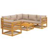 vidaXL Set Salotto da Giardino 7pz con Cuscini Tortora Legno Massello