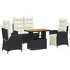vidaXL Set da Pranzo da Giardino 4 pz con Cuscini Nero in Polyrattan