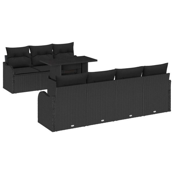 vidaXL Set Divano da Giardino 8 pcs Nero Rattan in Polipropilene
