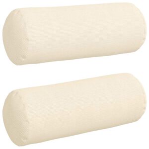 vidaXL Cuscini a rullo 2 pcs Crema &Oslash; 25 x 70 cm Tessuto in Cords