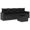 vidaXL Set Divani da Giardino 5 pz con Cuscini in Polyrattan Nero