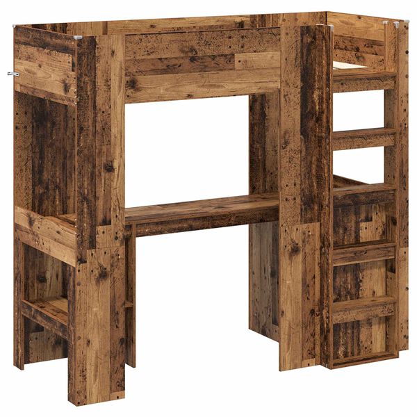 vidaXL Struttura letto a castello con scrivania Legno vecchio