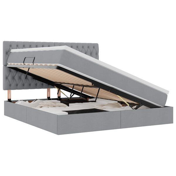 vidaXL Letto con contenitore e materasso Grigio chiaro 160 x 200 cm
