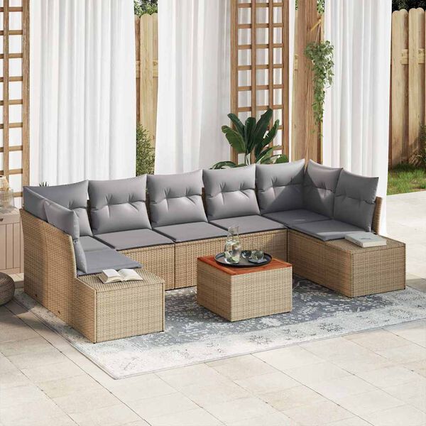 vidaXL Set Divano da Giardino 8 pcs beige e grigio chiaro