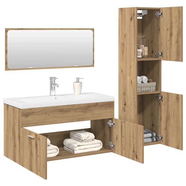 vidaXL Set Mobili da Bagno 4 pz Rovere Artigianale Legno Multistrato