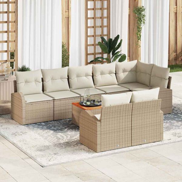 vidaXL Set Divano da Giardino 9 pcs Beige e bianco