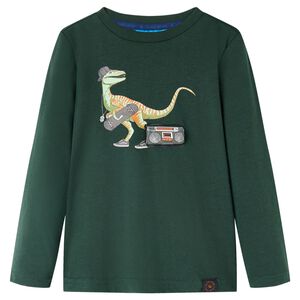 vidaXL Maglietta da Bambino a Maniche Lunghe Verde Scuro 92