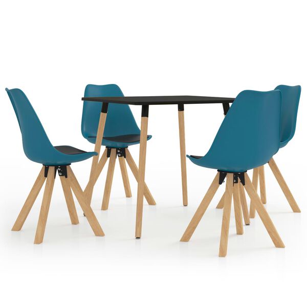 vidaXL Set da Pranzo 5 pz Nero e Turchese