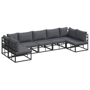 vidaXL Set Divano da Giardino 7 pz Nero Alluminio