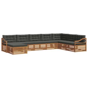 vidaXL Set di divani da esterno con cuscino 8 pcs Naturale e Antracite