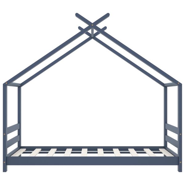 vidaXL Giroletto per Bambini Grigio in Legno Massello di Pino 80x160cm
