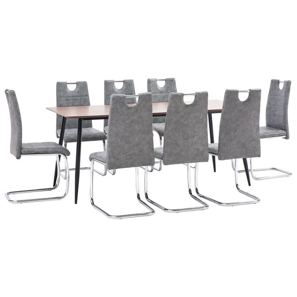 vidaXL Set Sala da Pranzo 9 pz in Similpelle Grigio