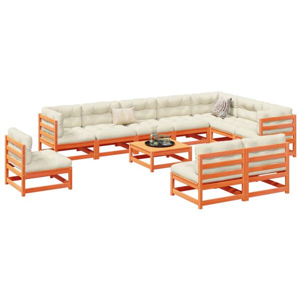 vidaXL Set Divani da Giardino 11pz Marrone Cera Legno Massello di Pino