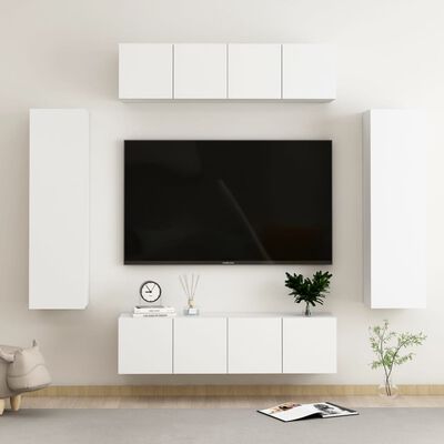 vidaXL Set Mobili Porta TV 6 pz Bianco in Legno Multistrato