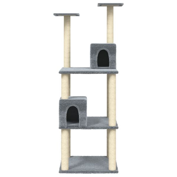 vidaXL Albero per Gatti con Tiragraffi in Sisal Grigio Chiaro 141 cm