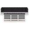 vidaXL Set Salotto Giardino 8pz con Cuscini Bianco Legno Massello Pino