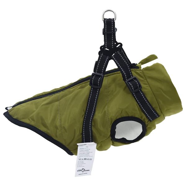 vidaXL Cappotto Cani Imbracatura Impermeabile Riflettente Verde L24