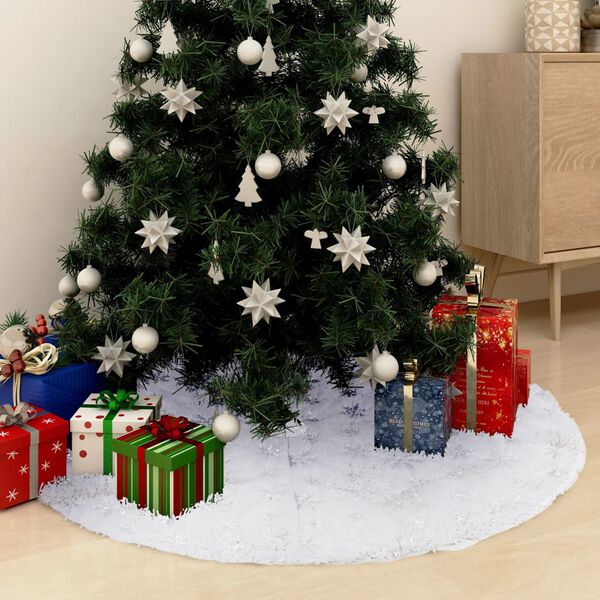 vidaXL Gonna per albero di Natale di lusso bianca 122 cm in pelliccia sintetica