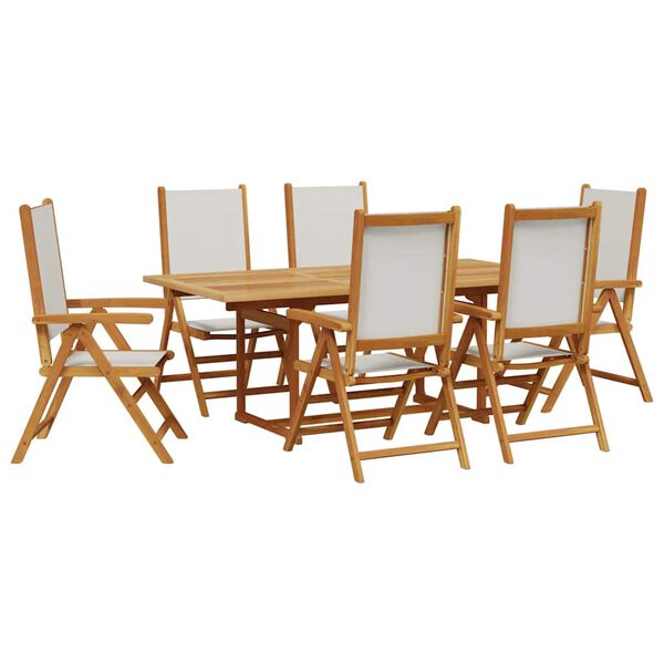 vidaXL Set Pranzo da Giardino 7 pz Crema in Tessuto e Legno Massello
