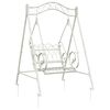 vidaXL Panchina a Dondolo Acciaio 113 x 121,5 x 168 cm Bianco Antico