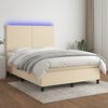 vidaXL Letto a Molle con Materasso e LED Crema 140x190 cm in Tessuto