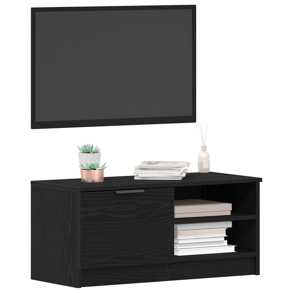 vidaXL Mobile TV Rovere Nero 80 x 35 x 36,5 cm Legno multistrato