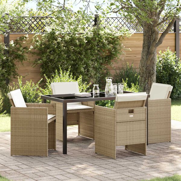 vidaXL Set da Pranzo per Giardino 5 pcs Beige polyrattan