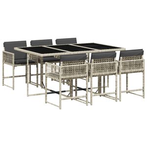 vidaXL Set da Pranzo da Giardino 7 pz Cuscini Polyrattan Grigio Chiaro