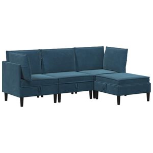vidaXL Set di mobili per il soggiorno 4 pz Blu Velluto