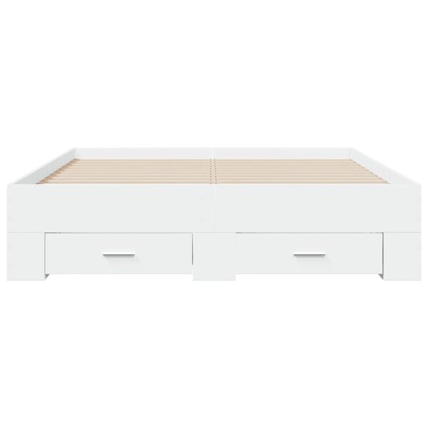 vidaXL Giroletto con Cassetti Bianco 135x190 cm in Legno Multistrato