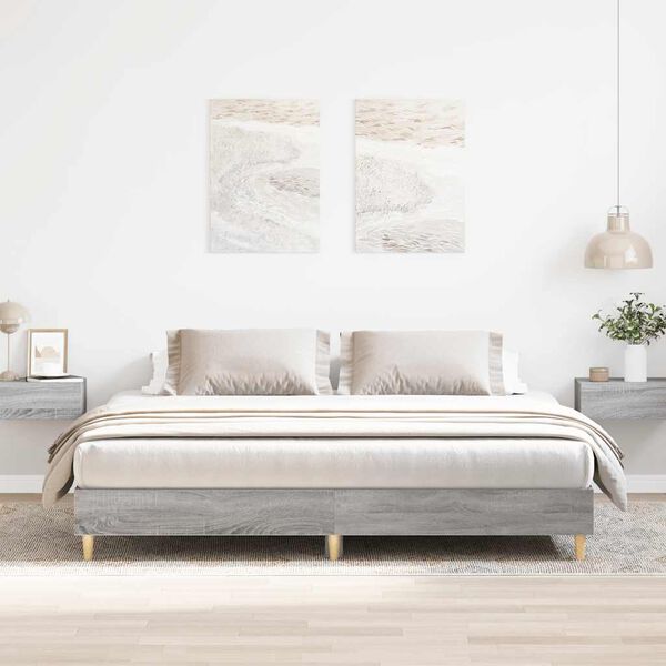 vidaXL Giroletto senza Materasso Grigio Sonoma 160x200 cm Truciolato