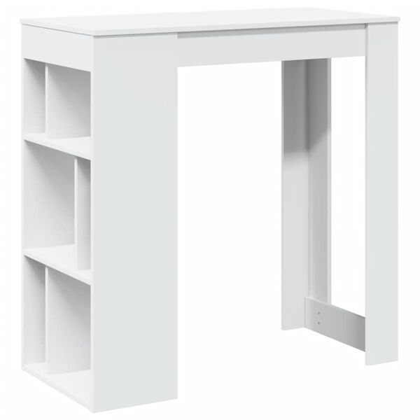 vidaXL Tavolo Bar con Rastrelliera Bianco 102x50x103,5 cm Multistrato