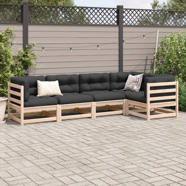 vidaXL Set Divani da Giardino 5 pz in Legno Massello di Pino