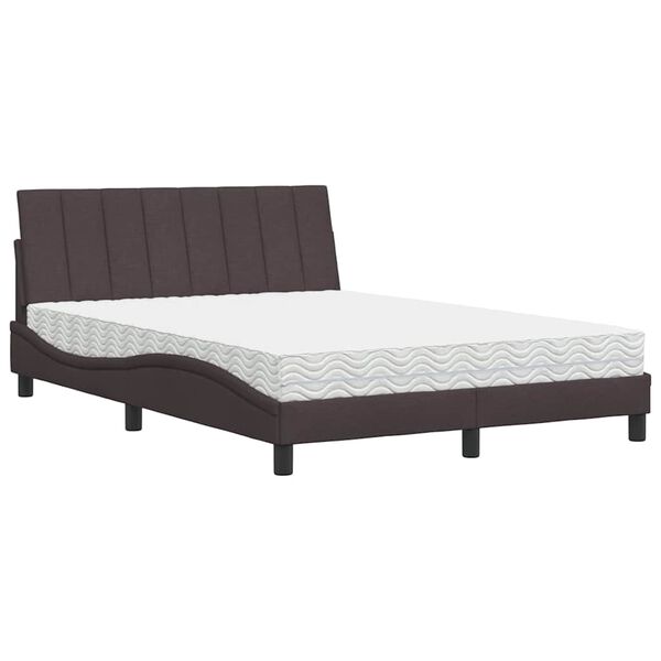 vidaXL Letto con Materasso Hanko Marrone Scuro 140x190cm Tessuto